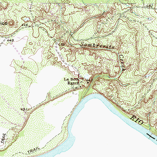Topographic Map of La Bota Ranch, TX