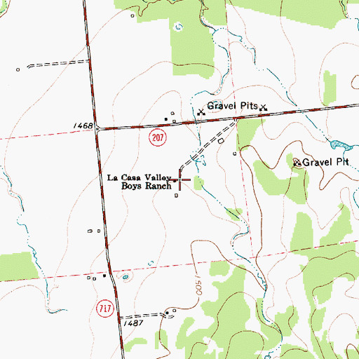 Topographic Map of La Casa Valley Boys Ranch, TX