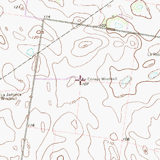 Topographic Map of La Conejo Windmill, TX