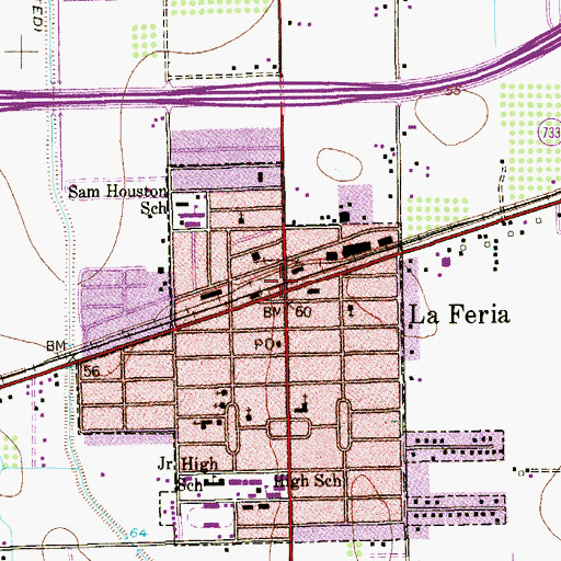 Topographic Map of La Feria, TX