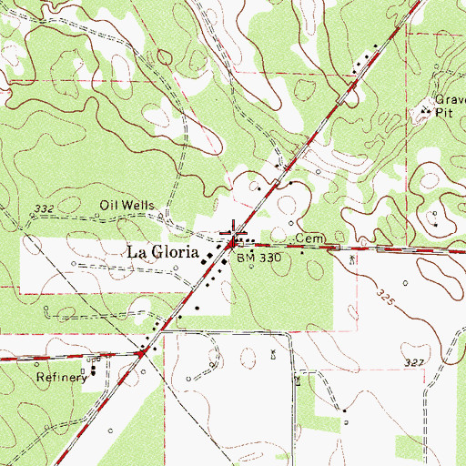 Topographic Map of La Gloria, TX