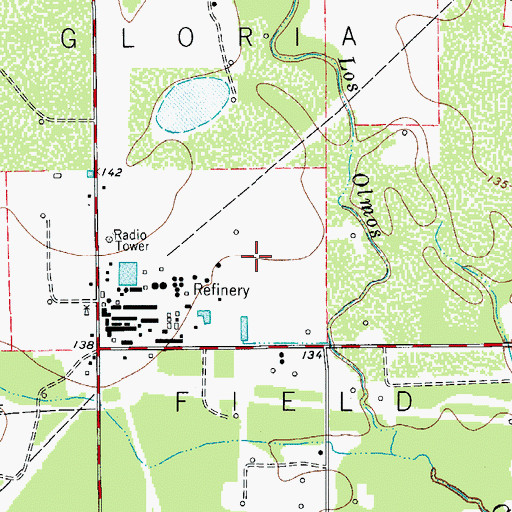 Topographic Map of La Gloria Oil Field, TX