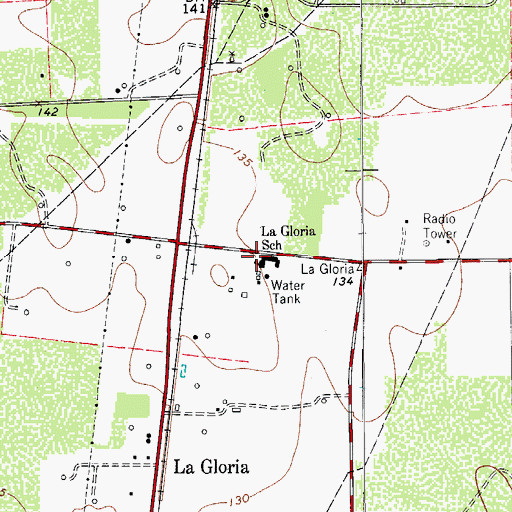 Topographic Map of La Gloria Elementary School, TX