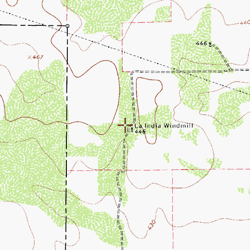 Topographic Map of La India Windmill, TX