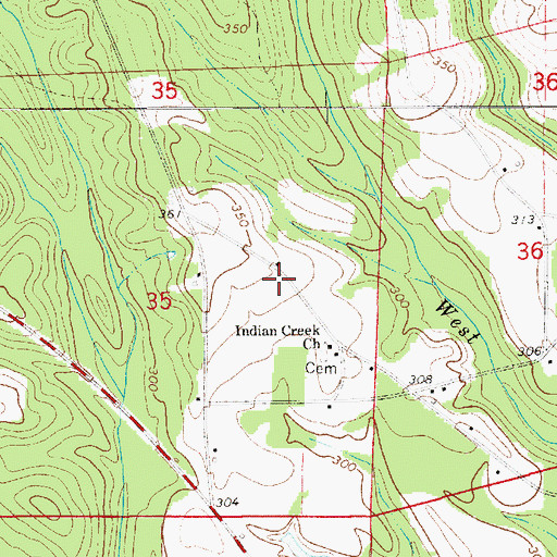 Topographic Map of Indian Creek School (historical), AL