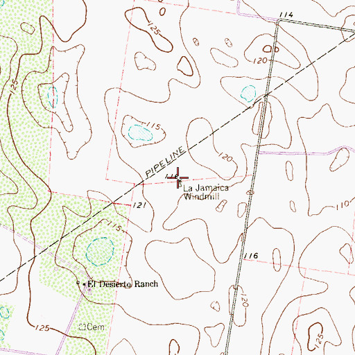 Topographic Map of La Jamaica Windmill, TX