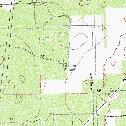 Topographic Map of La Labor Windmill, TX
