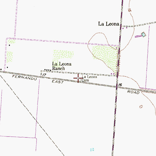 Topographic Map of La Leona Cemetery, TX