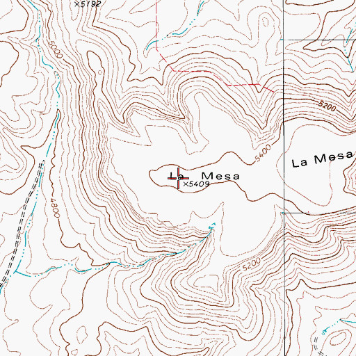 Topographic Map of La Mesa, TX