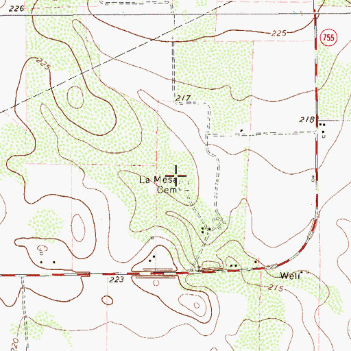 Topographic Map of La Mesa Cemetery, TX