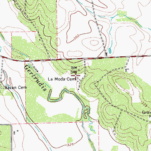 Topographic Map of La Moda Cemetery, TX