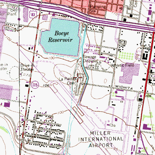 Topographic Map of La Piedad Cemetery, TX