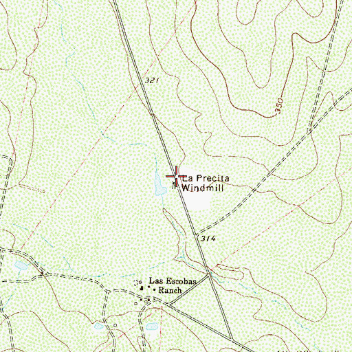 Topographic Map of La Precita Windmill, TX