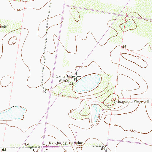 Topographic Map of La Santa Rita Windmill, TX