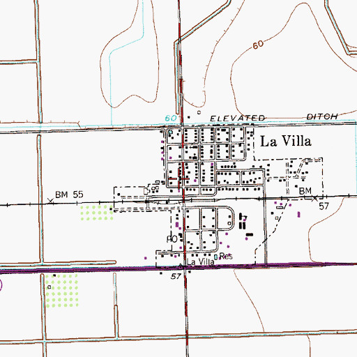 Topographic Map of La Villa, TX