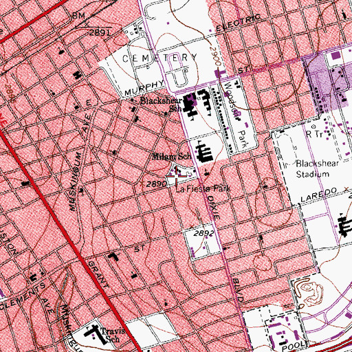 Topographic Map of LaFiesta Park, TX