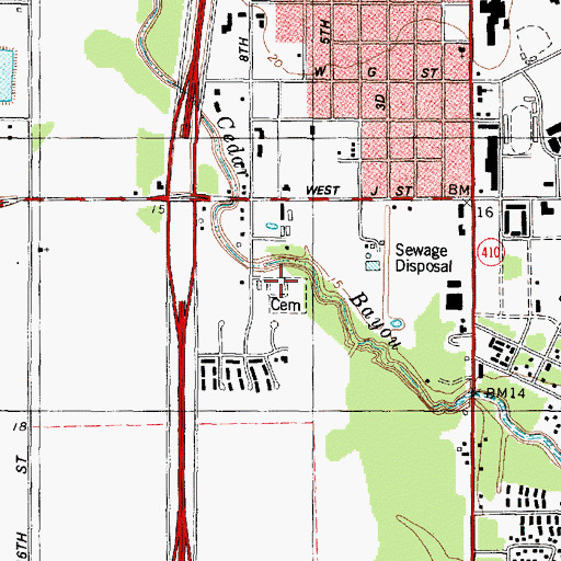 Topographic Map of La Porte Cemetery, TX