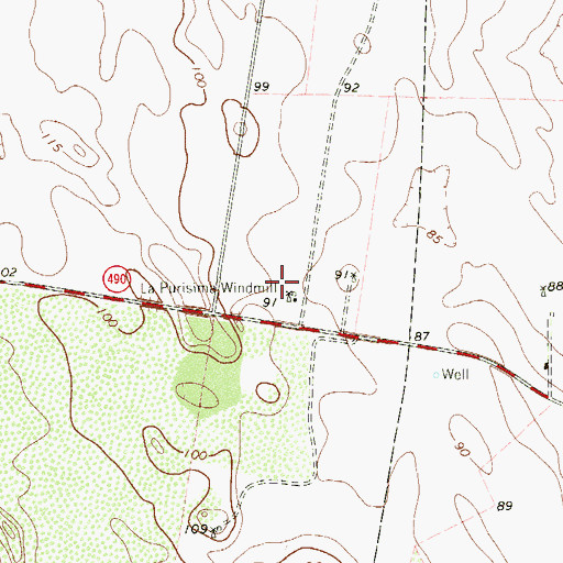 Topographic Map of La Purisima Windmill, TX