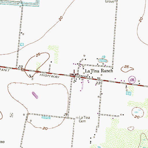 Topographic Map of La Tina Ranch, TX