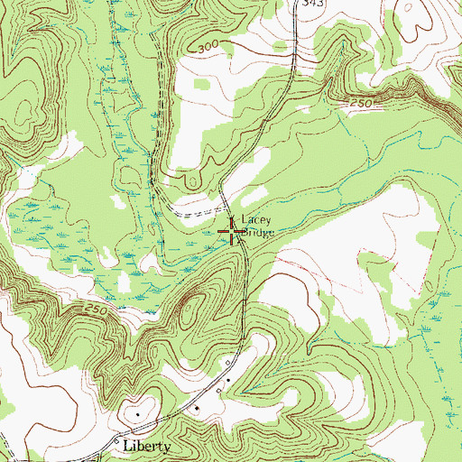 Topographic Map of Lacey Bridge, TX