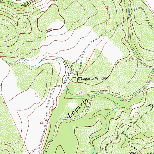 Topographic Map of Lagarto Windmill, TX