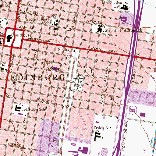Topographic Map of J C Park, TX