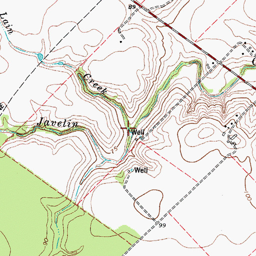 Topographic Map of Lain Creek, TX