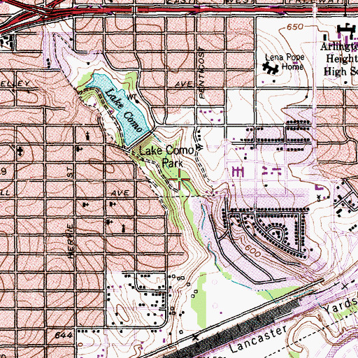 Topographic Map of Lake Como Park, TX
