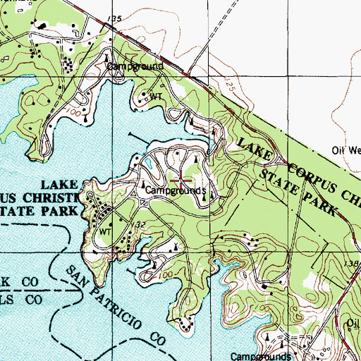 Topographic Map of Lake Corpus Christi State Park, TX