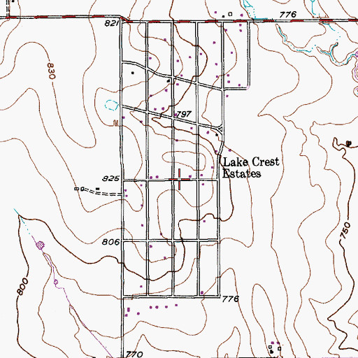 Topographic Map of Lake Crest Estates, TX