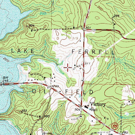 Topographic Map of Lake Ferrell Oil Field, TX
