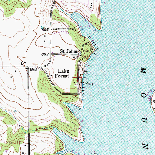 Topographic Map of Lake Forest, TX