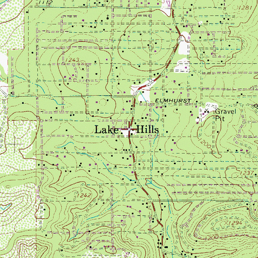 Topographic Map of Lake Hills, TX