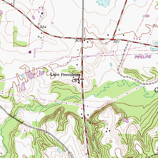 Topographic Map of Lake Providence Church, TX