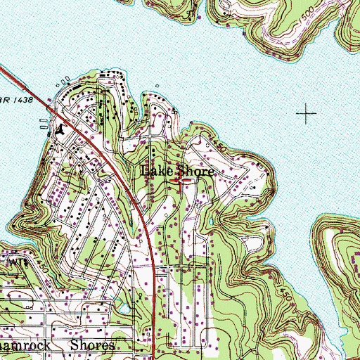 Topographic Map of Lake Shore, TX
