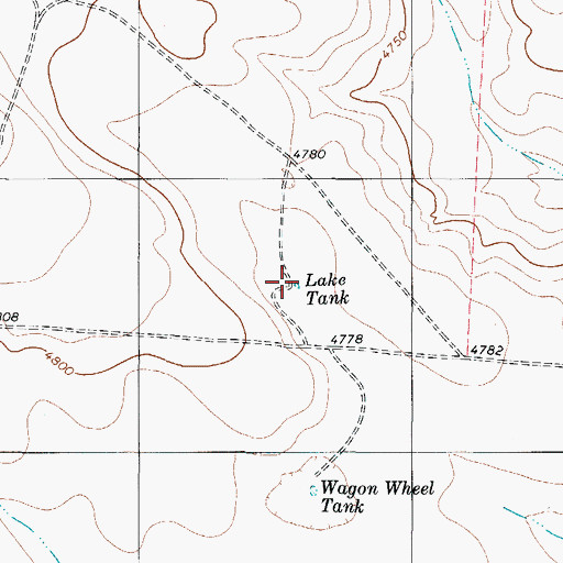 Topographic Map of Lake Tank, TX