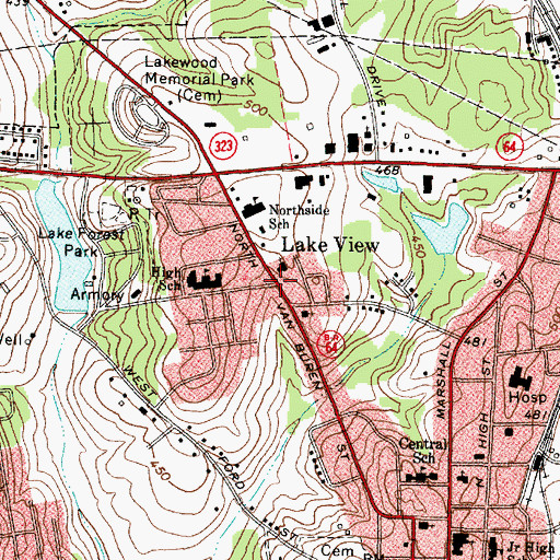 Topographic Map of Lake View, TX