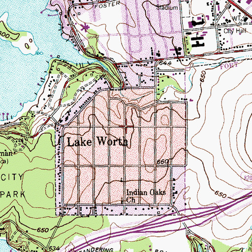Topographic Map of Lake Worth, TX