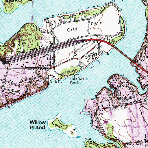 Topographic Map of Lake Worth Beach, TX
