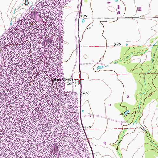 Topographic Map of Lakes Chapel Cemetery, TX