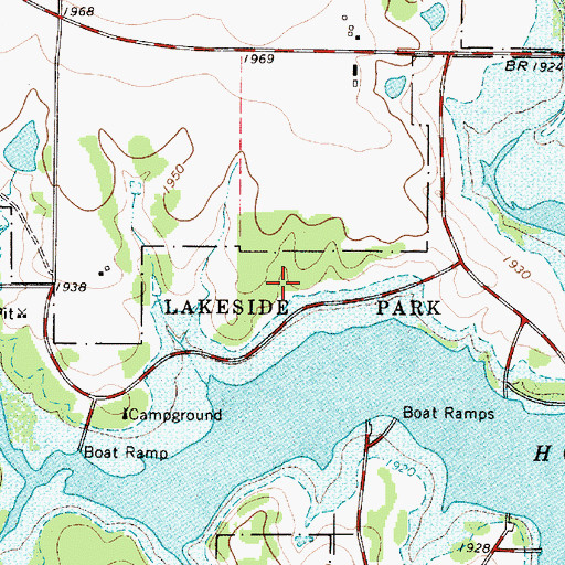 Topographic Map of Lakeside Park, TX