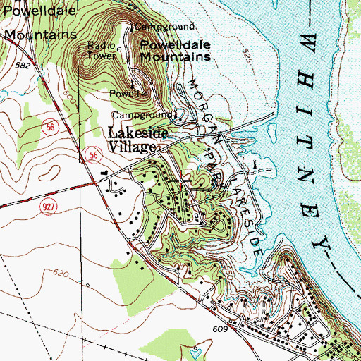Topographic Map of Lakeside Village, TX