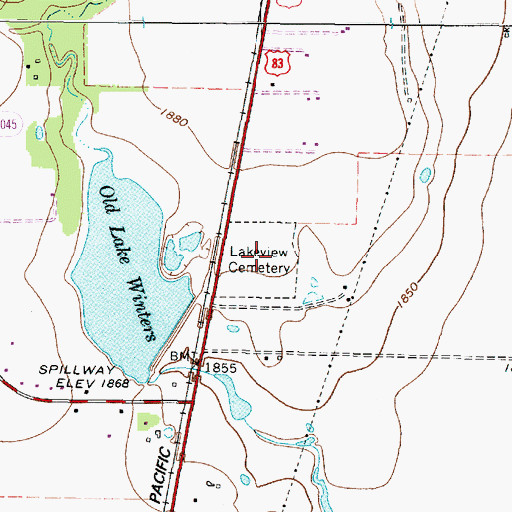 Topographic Map of Lakeview Cemetery, TX