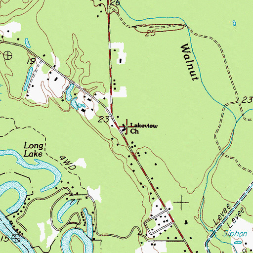 Topographic Map of Lakeview Church, TX