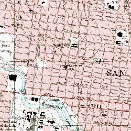 Topographic Map of Lakeview School, TX