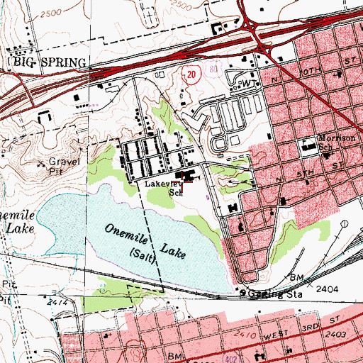 Topographic Map of Lakeview School, TX