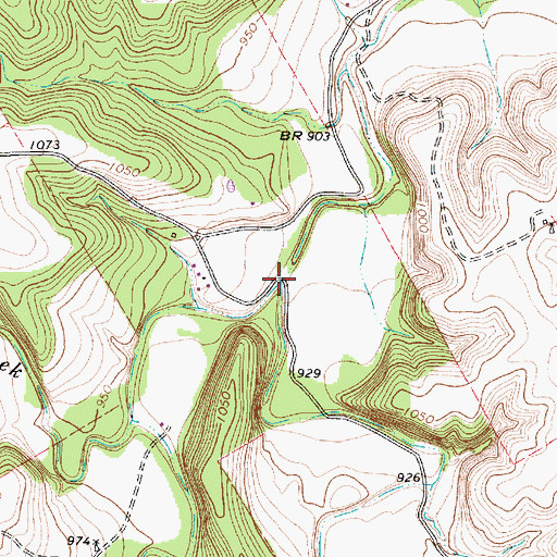 Topographic Map of Lallah Branch, TX