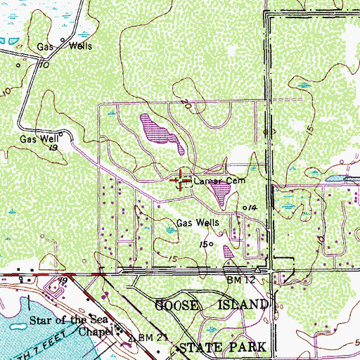 Topographic Map of Lamar Cemetery, TX