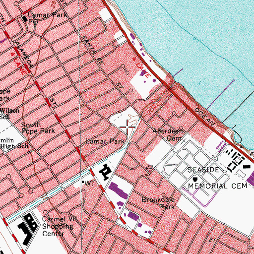 Topographic Map of Lamar Park, TX