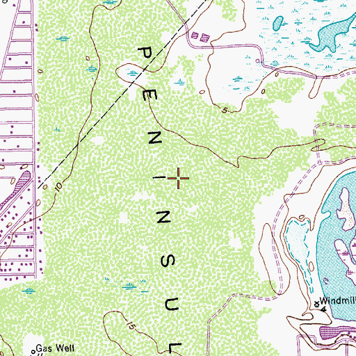 Topographic Map of Lamar Peninsula, TX